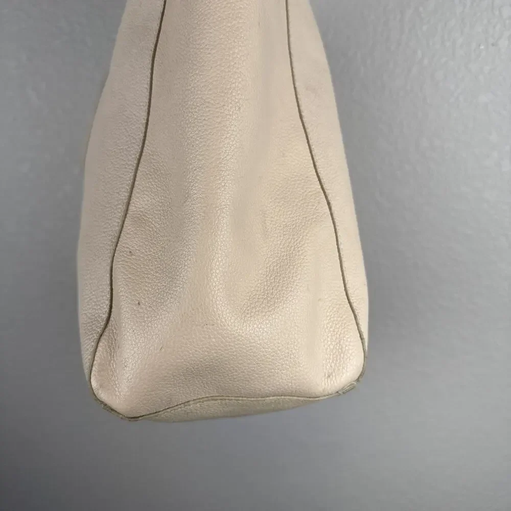 Lucky Brand Jaid Shoulder Tote Bag Purse Shopper Stucco Ivory Pebbled Leather - Picture 4 of 10